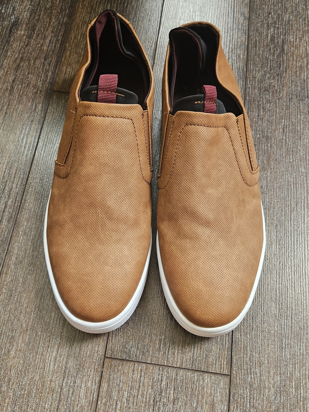 Kenneth Cole Tan Slip-On Canvas Loafers with White Sole